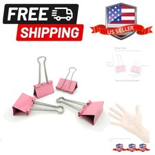 Binder Clips Small Metal Clamp 0.75 inch / 19 mm Pink, 40-PCS