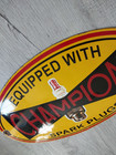 Vintage Porcelain CHAMPION Large Oval Convex Heavy Metal Sign,apprx.12inX19.75in — photo 8