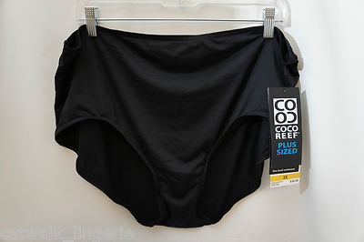 Coco Reef Brand Basic Schwarz Bikini Badeanzug Unten Hi Bund Übergröße 3 X