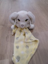 Little Beginnings Plush  Lovie Puppy Dog and Blanket 7  Tall White Yellow EUC