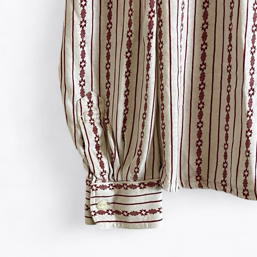 RRL RALPH LAUREN NATIVE STRIPE PULLOVER Band Collar Shirt RRL RALPH LAUREN NATIVE STRIPE PULLOVER Band Collar Shirt