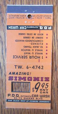 KNOTHOLE MATCHBOOK COVER: SIMONIZ QUEENS, NY 1950s MATCHCOVER -D13