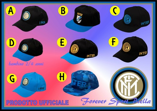 CAPPELLO FC INTER UFFICIALE con VISIERA mod. baseball BAMBINO , RAGAZZO E  ADULTO | eBay