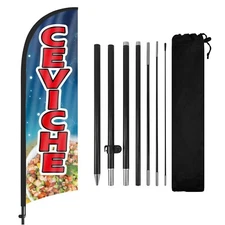 FSFLAG Ceviche Feather Flag Banner 8Ft Advertising Sign with Pole and Stake