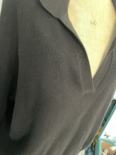 Calvin Klein 5XL Black Collared Pullover Jumper Sweater Ribbed Cotton Blend - Picture 4 of 11