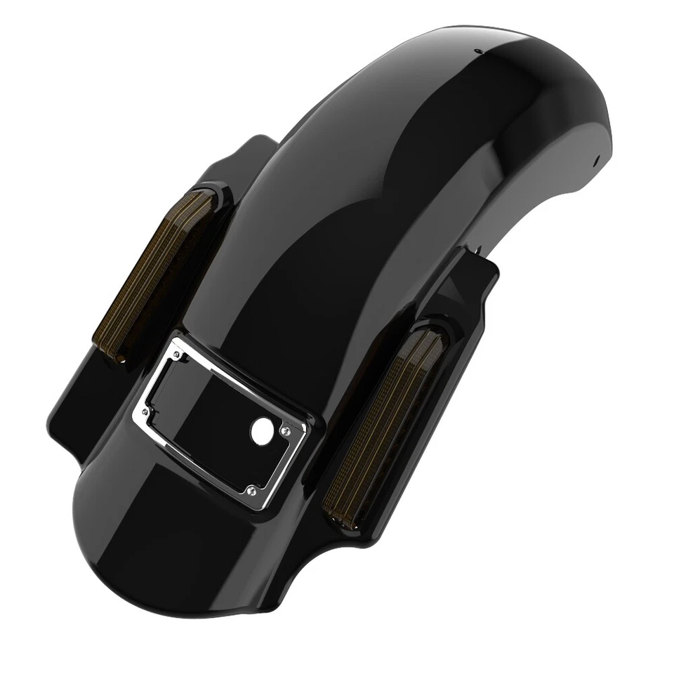 Guardabarros trasero extendido Vivid Black 2 en 1 Dominator para Harley 2014+ Foto 3 de 4