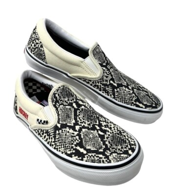 VANS Skate Slip On Sneakers Snak Black White Canvas Women's