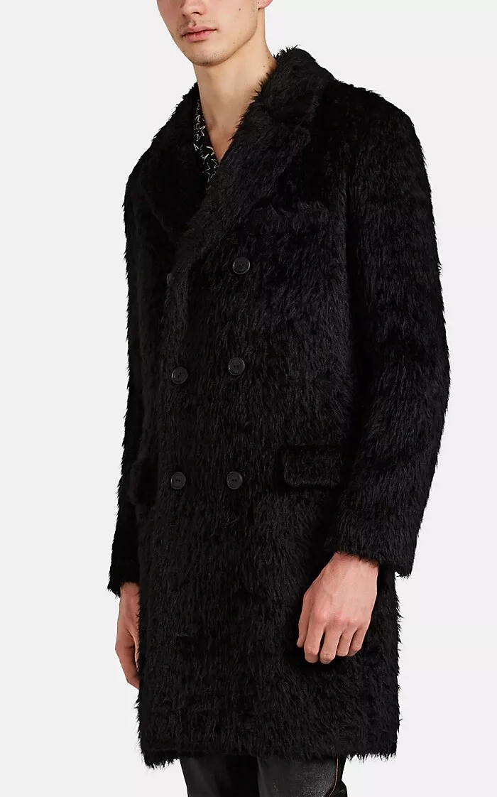 Saint Laurent Men's Double-Breasted Shearling Coat