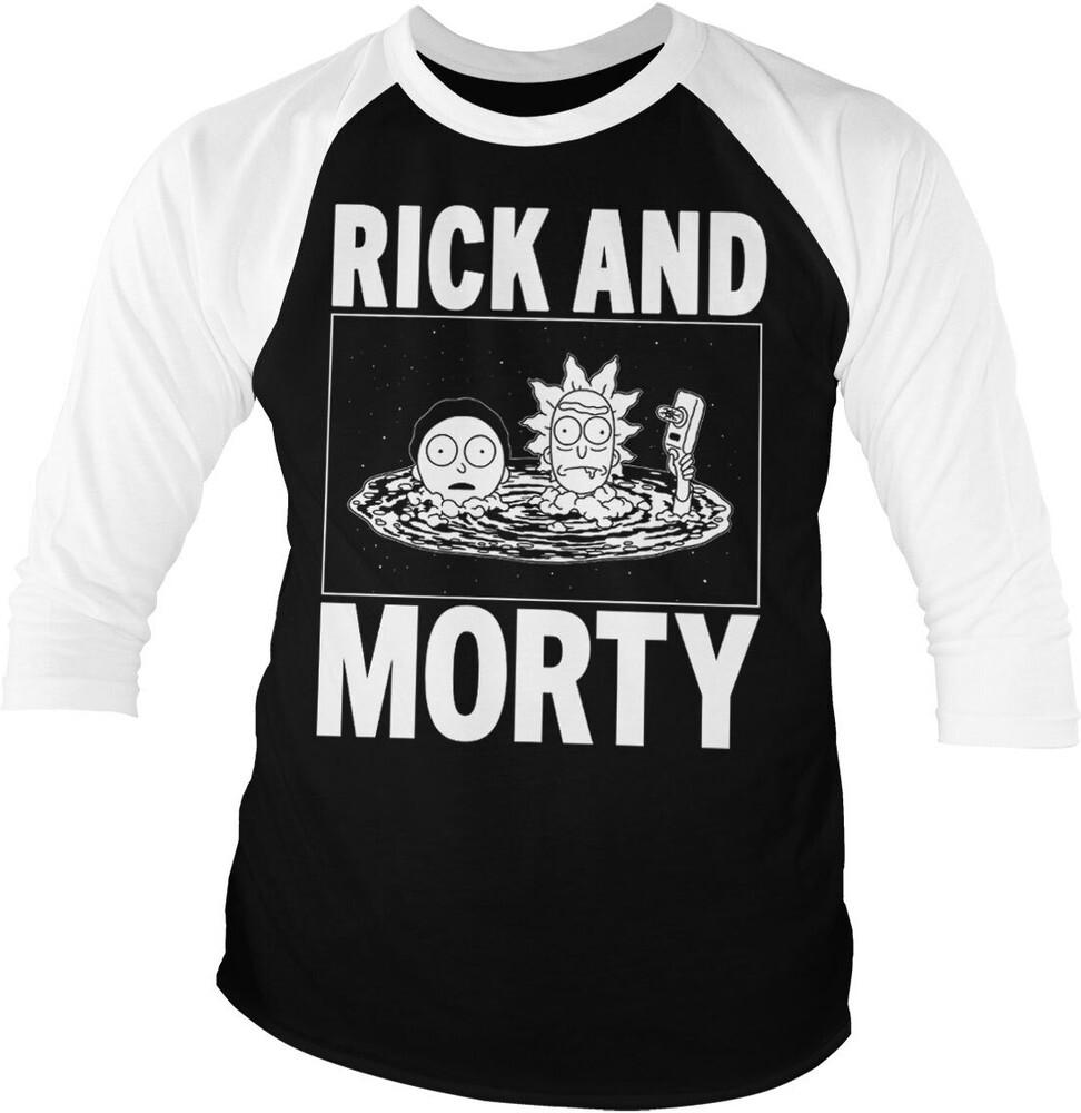 ALTRA Rick And Morty Baseball 3 4 Sleeve Tee Longsleeve White Black