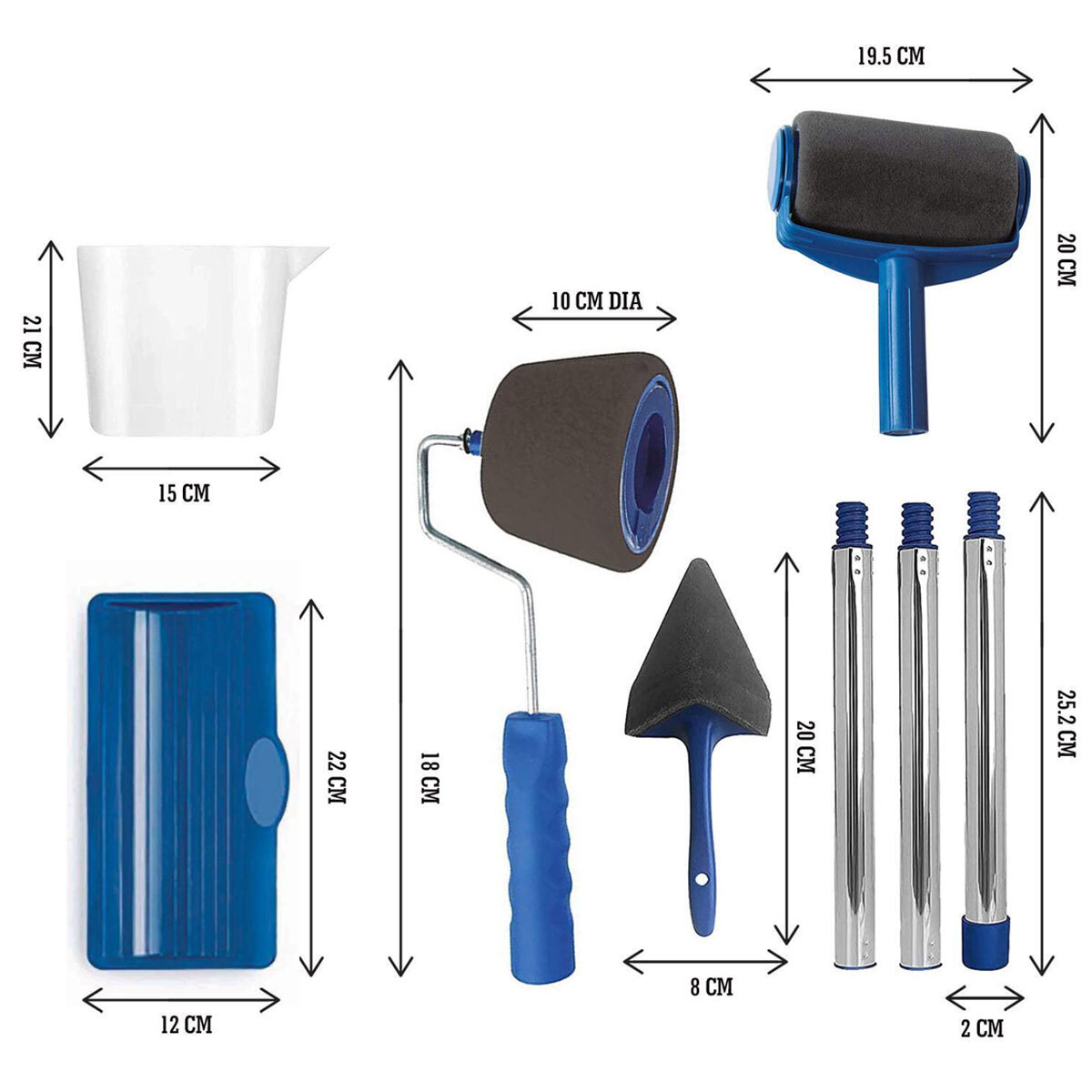 8PCS Paint Runner Pro Roller Brush Set Edger Handle Tool Kit DIY Wall