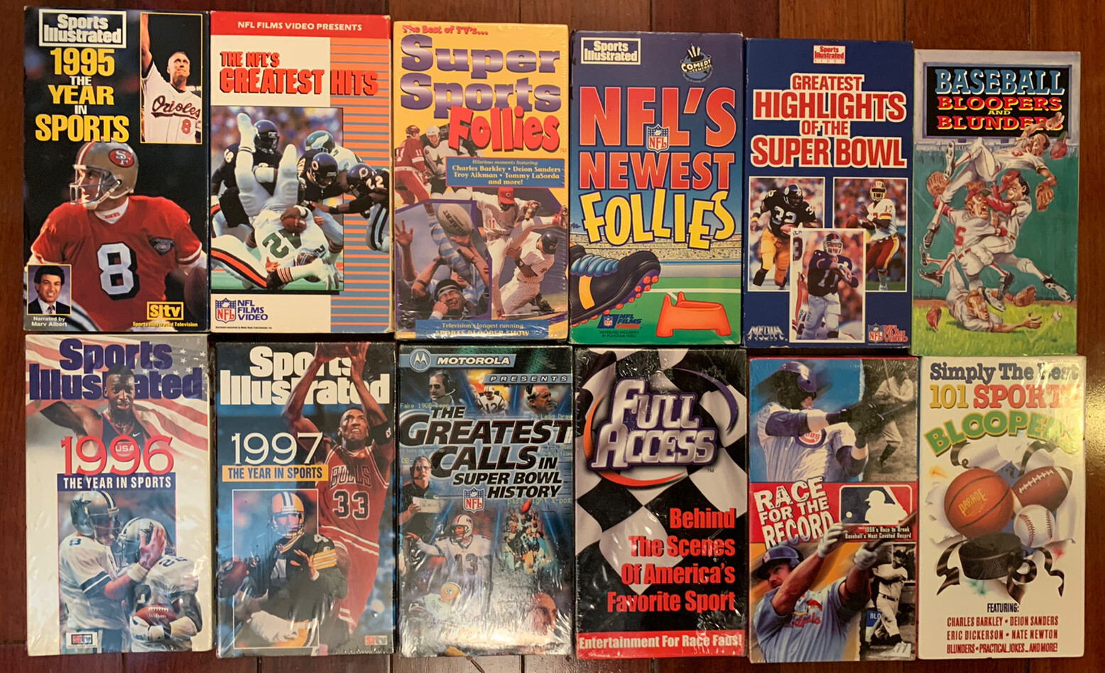 Sport VHS Lot of 12, 90’s Sports Illustrated, Bloopers, Blunders, Multi