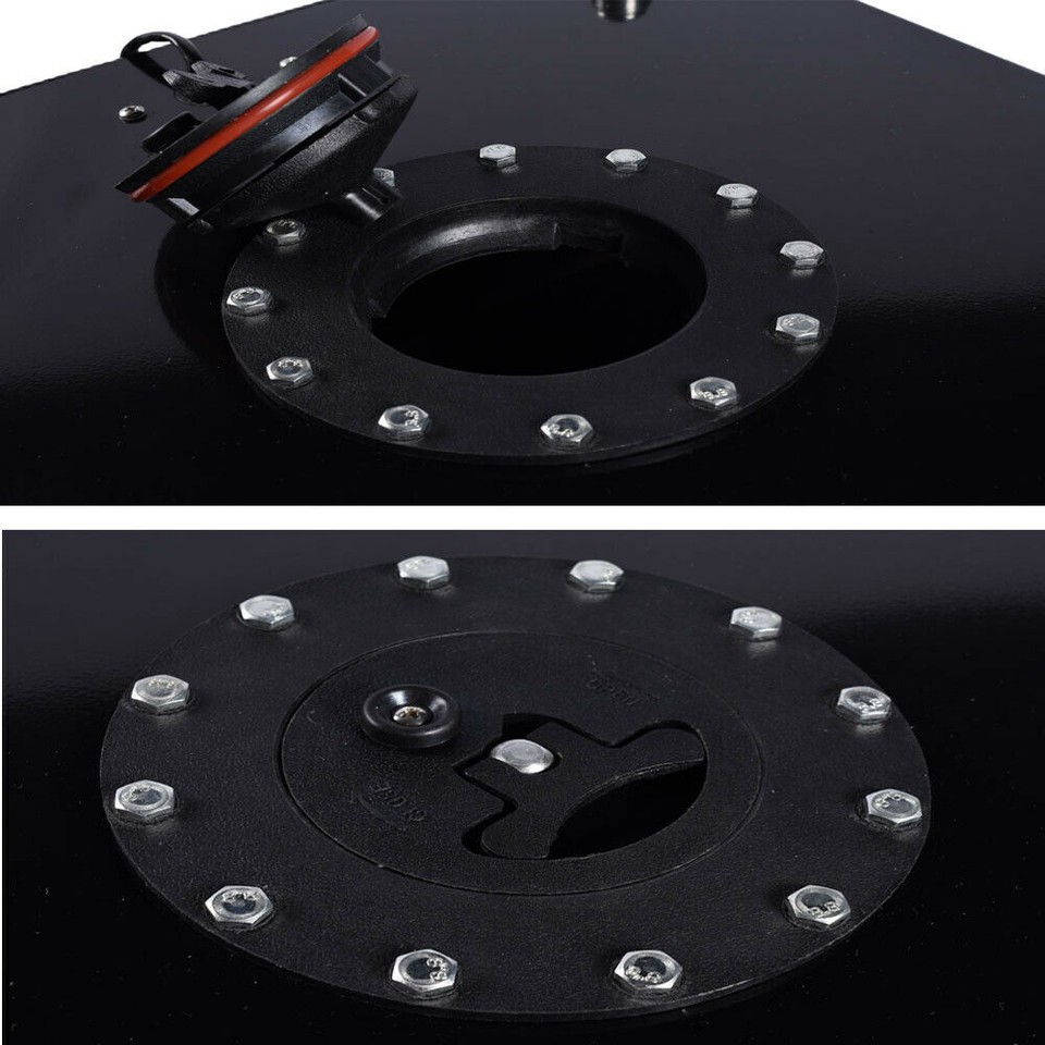 EYNDA 15 Gallon Black Aluminum Fuel Cell Gas Tank With Cap, Level Sender & Steel Line Kit