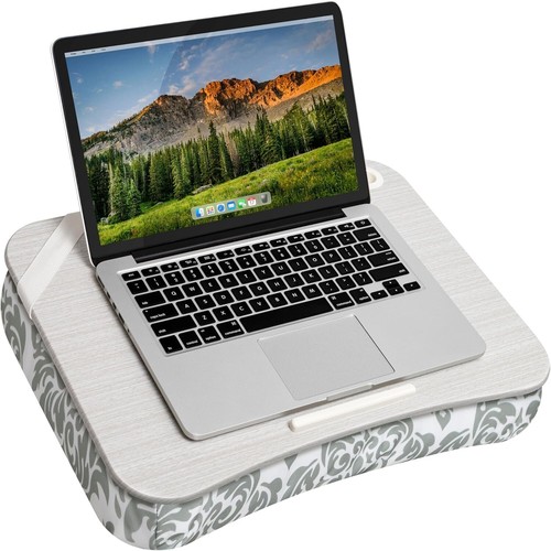 Stilvoller grauer Damast-Schreibtisch - passt problemlos 17,3-Zoll-Laptops mit Tragegriff - Bild 3 von 9