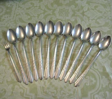Lot of 12 Ekco EKS7 Stainless Iced Ice Tea Spoons & Cocktail Fork USA
