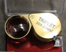 Jewelers Eye Loupe TRIPLET 30X 21mm Magnifier Coin Stamp Error Hand Lens Case