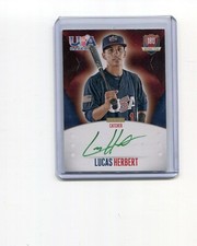 2014 USA Baseball 18U National Team Signatures Lucas Herbert Green Ink Auto 1/5