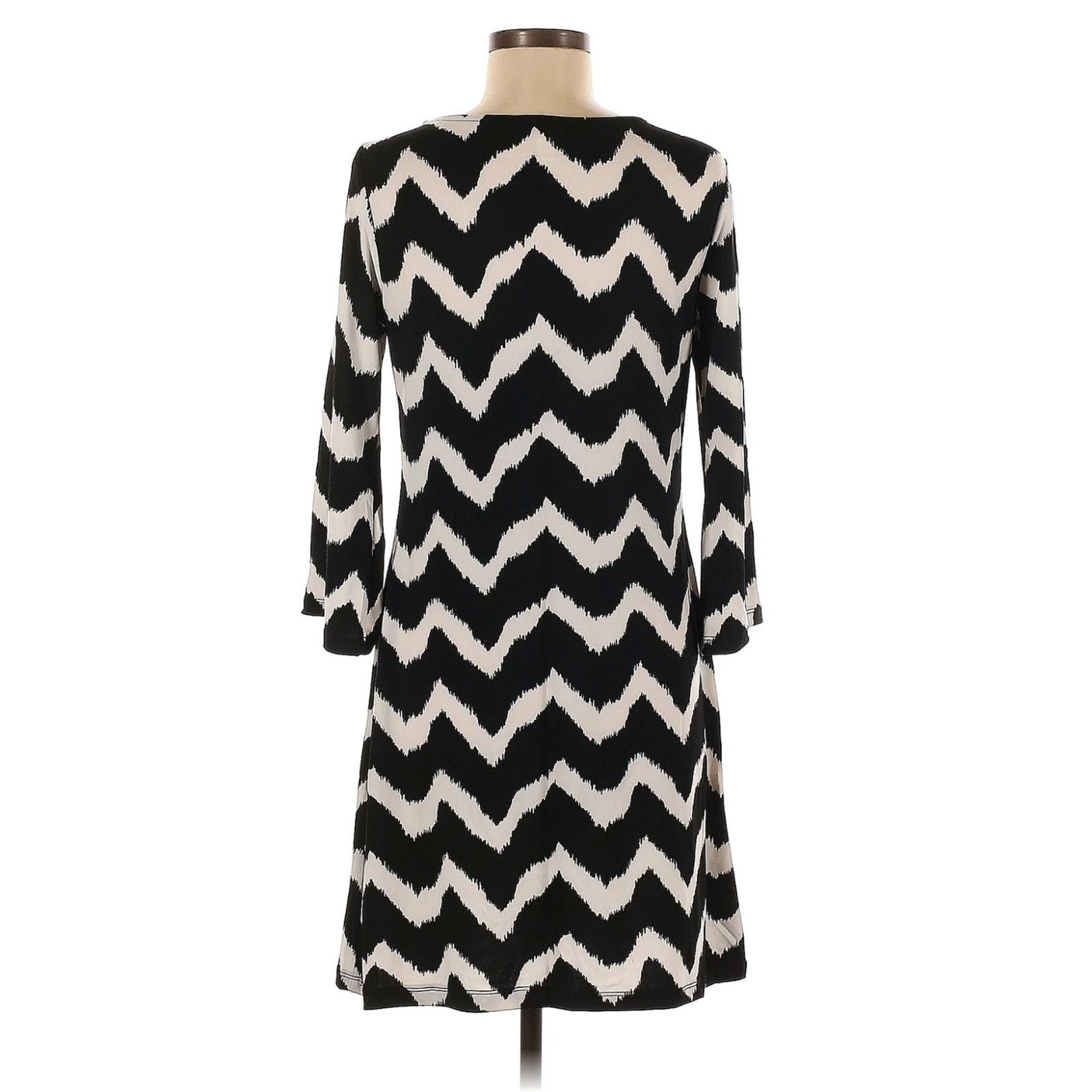 OFF WHITE Abito Haani Donna X Large Nero Bianco Chevron V Taglio Metallo