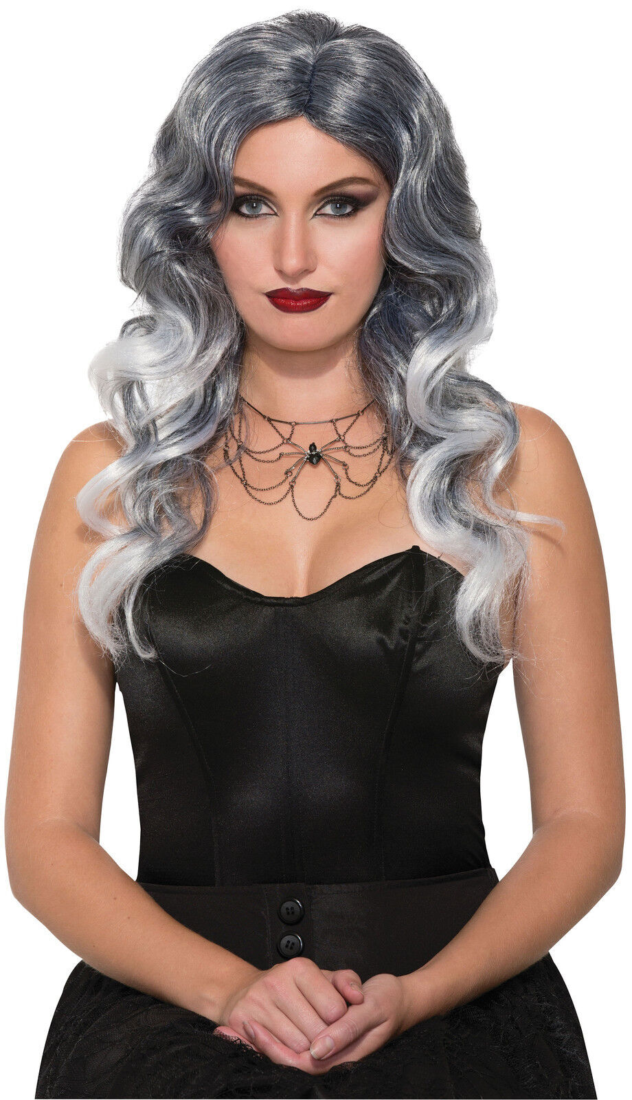Grey Wicked Seduction Witch Horror Halloween Fancy Dress Wig
