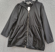 Evans Plus Size Faux Fur Lightweight Coat Women's 24 Black Full Zip Long Sleeve