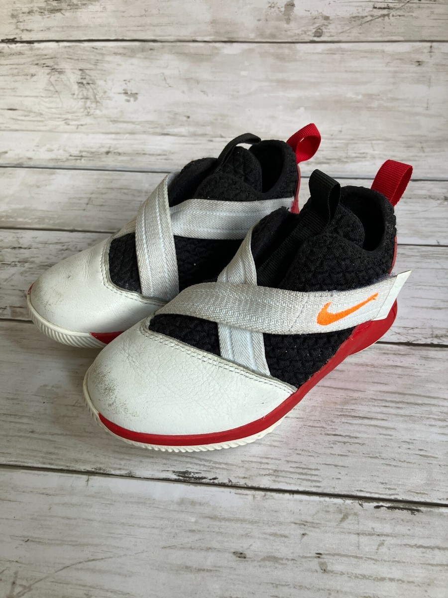 Nike LeBron Soldier XII 12 White/Black/Red Orange Toddler Size 9c