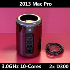 2013 Mac Pro 3.0 GHz 10-Core Dual AMD D300 64GB RAM 1TB PCIe NVMe