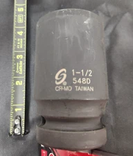 QTY 1 NEW SUNEX 548D IMPACT 1-1/2" DEEP SOCKET 1" DRIVE 6PT BLACK OXIDE SAE