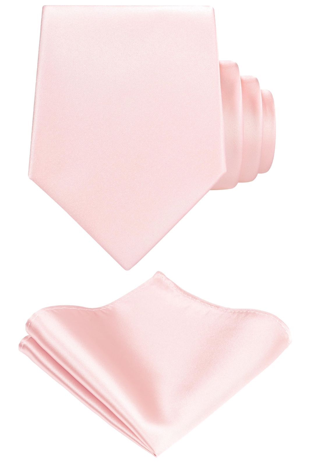 Blush satin formal necktie and pocket square set in elegant gift box-image