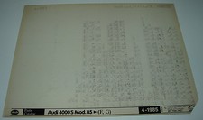 Microfich Ersatzteilkatalog Audi 4000 S Typ 81 B2 Fuelinjection ab Baujahr 1985