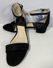New Alex Marie MALAHN Black Suede Ankle Strap Block Heel Dress Sandals 10 W