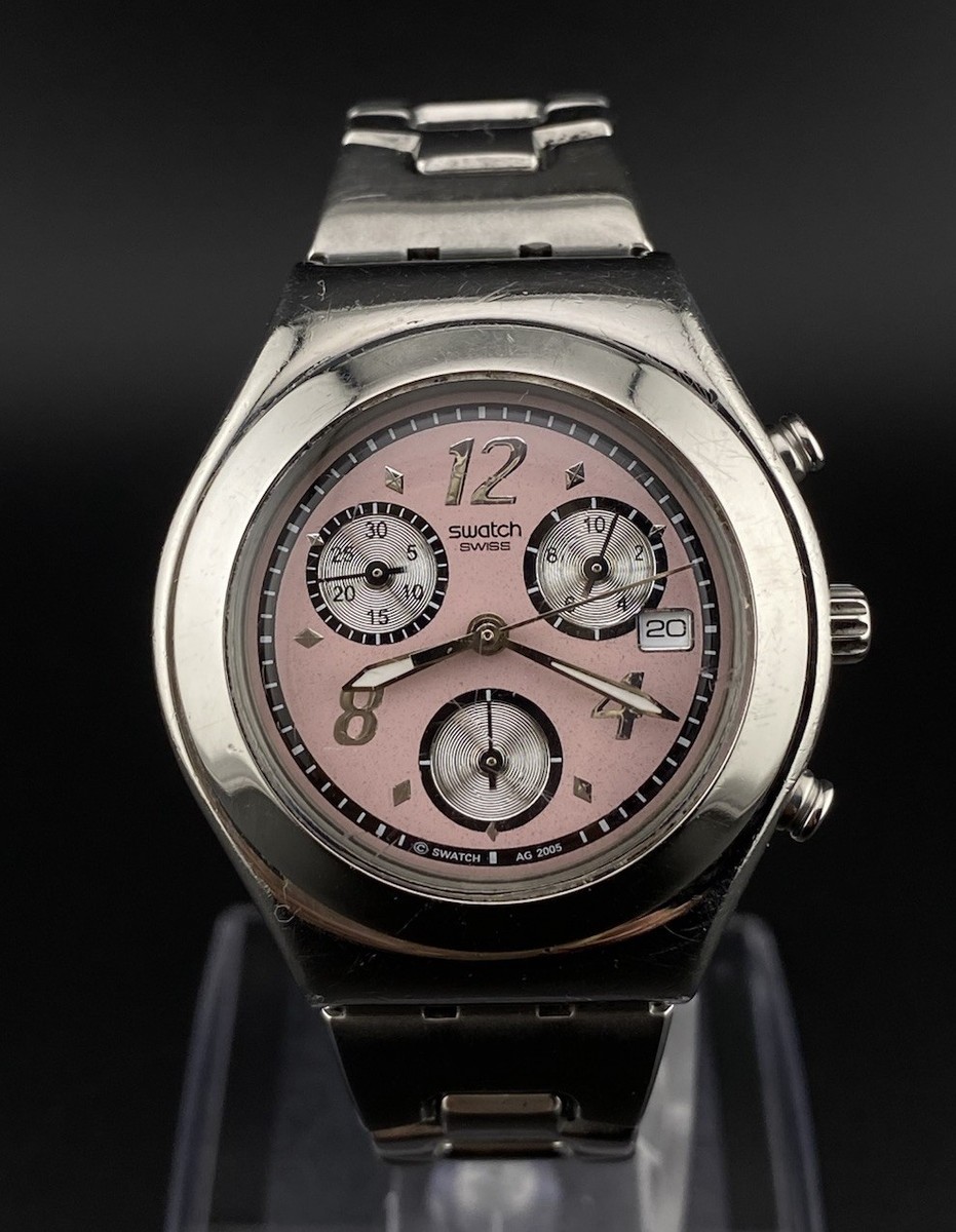 SWATCH IRONY CHRONOGRAPH Ladies Pink Quartz Watch Swatch Irony Ladies Vintage Silver Tone w/ Pink Dial Quartz  main image 3