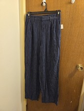 A New Day Womens Size 4 Blue Striped Linen Rayon Pants Partial New Tag Office