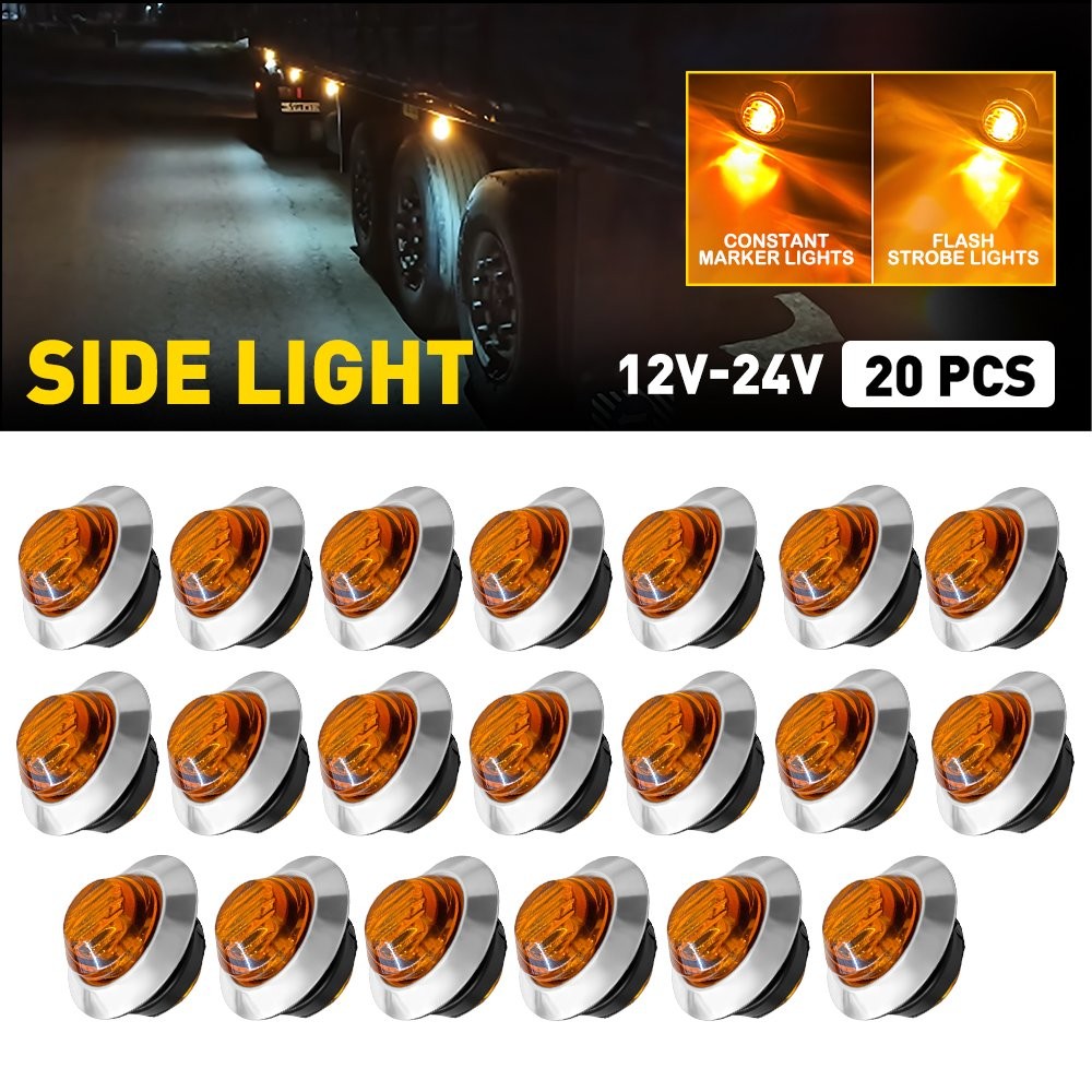 20X 3/4" Strobe+Steady Amber LED Marker Lights Warning Flash Lamp ATV UTV RV van thumbnail 13