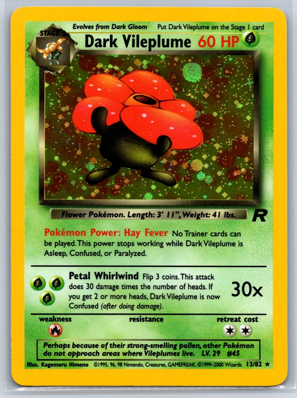 Dark Vileplume - Holo Rare - Team Rocket 13/82 Vintage Pokemon Card NM