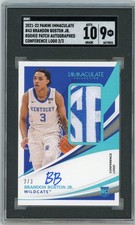 SGC 9 Auto 10 Brandon Boston Jr RC 2021-22 Panini Immaculate “SEC” Patch 2/3