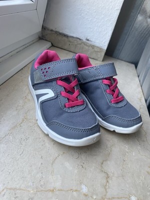 Decathlon PW 100 JR Mädchen Sneaker EU 28 Grau/Rosa Klett Low Top leicht