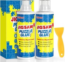Tidybond Jigsaw Puzzle Glue with Sponge Tip & Squeegee – Clear, Fast-Drying 200m