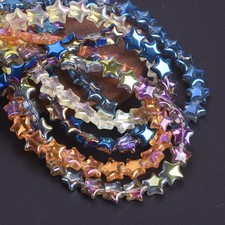 10mm Star Shape Colorful Glossy Crystal Glass Loose Beads For Jewelry Making Lot