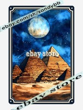 Night Desert Pyramids Metal Tin Sign Egyptian Moon Scene desert moon