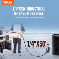 Fuel Hose Reel, 1/4" x 50', Extra Long Retractable Grease Hose Reel, 5800 PSI