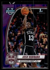 Josh Hubbard 2024-25 Bowman University Chrome Purple Lava Refractor Card #35