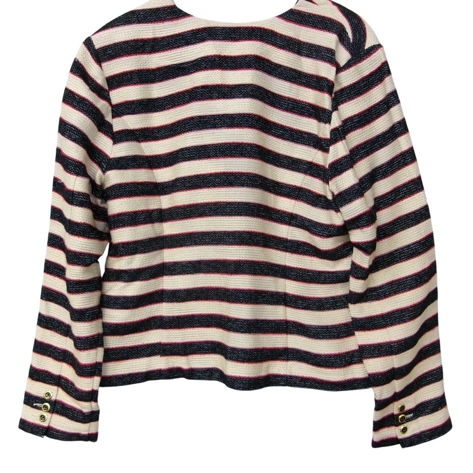 Cabi 女式条纹双排扣西装外套金色纽扣 14 全新带标签 — 第 4/4 张图片