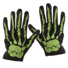 Glow in the Dark Skeleton Gloves Fancy Dress Halloween Adult Costume Accessory