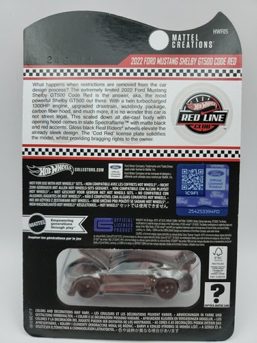 Hot Wheels Red Line Club RLC/HWC 2022 Ford Mustang Shelby GT Code Red - Picture 7 of 8