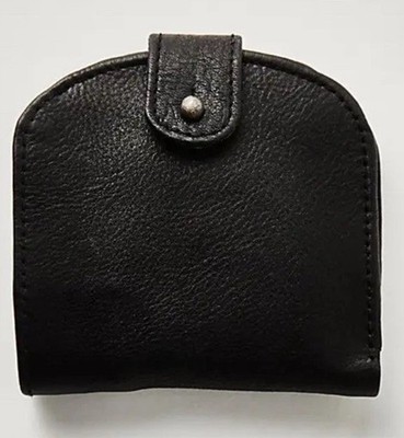Free People Pulito Pocket Leather Handmade Bi-Fold Wallet Black NWOT
