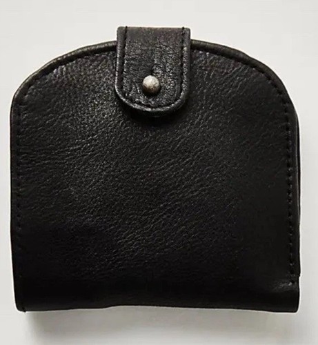 Free People Pulito Pocket Leather Handmade Bi-Fold Wallet Black NWOT