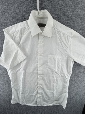 Givenchy 95 Short Sleeve White Pocket Solid Button Up Shirt Mens Spread Adult