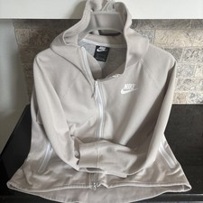 Women s Nike Beige Full Zip Long Sleeved Hoodie, Size L