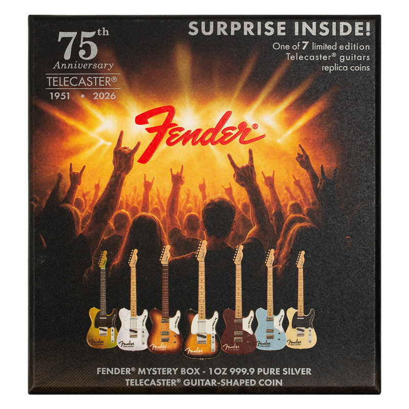 2026 Fender Telecaster 75th Anniversary 1 oz Silver Limited Edition Mystery Box