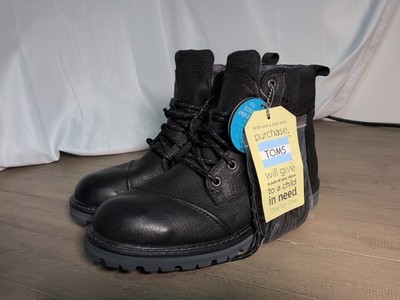 Toms schwarze wasserdichte Leder-Wanderstiefel UK 7 (US 8)