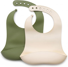 Silicone Baby Bibs 2-Pack   Waterproof Adjustable Baby Bibs for Boys  Girls, So